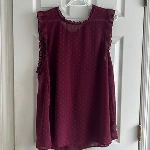 Torrid burgundy sleeveless dotted sheer top blouse 3X